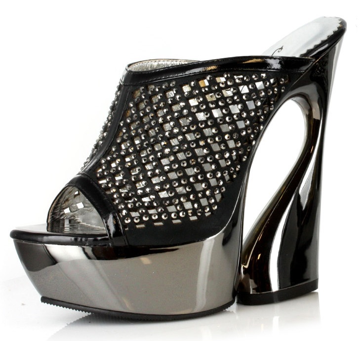 Fiona - 6 Inch Curvacious Rhinestone Mule